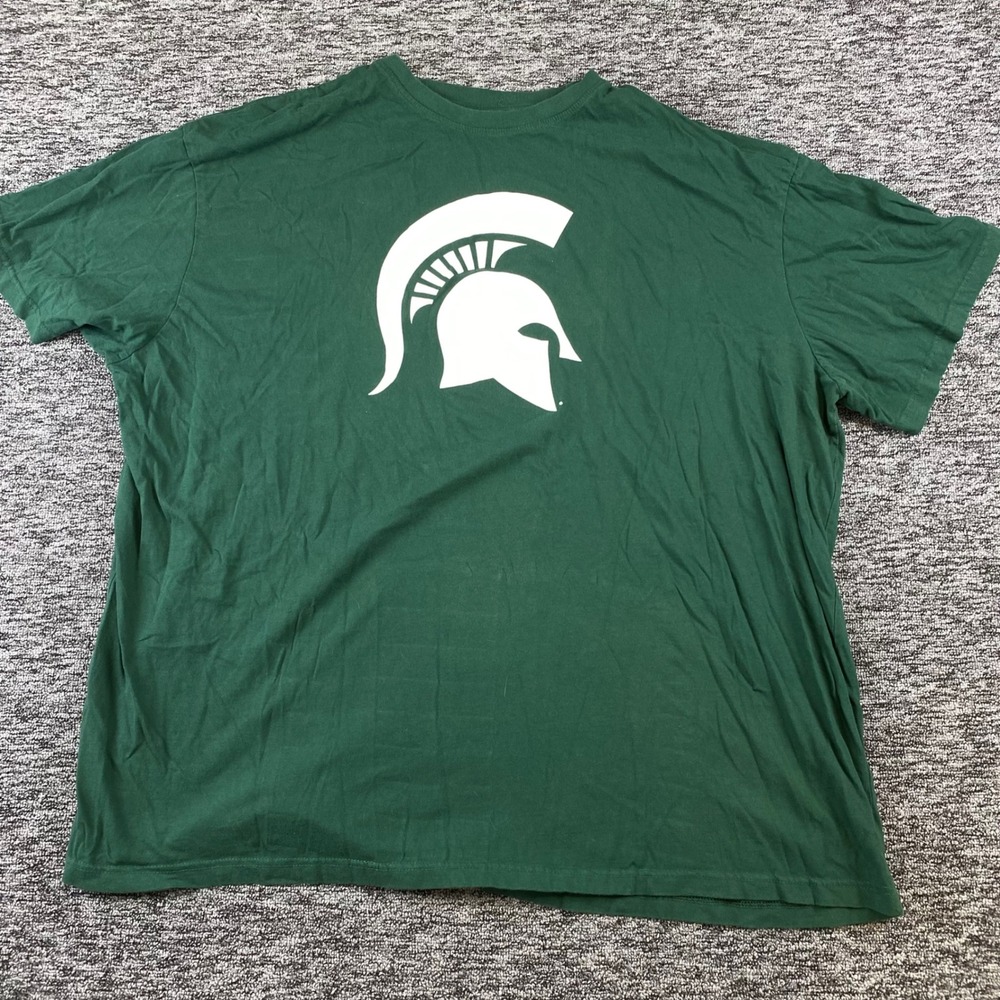 Michigan State Spartans Shirt Mens 4XL Green Spartan Helmet Logo Cotton MSU